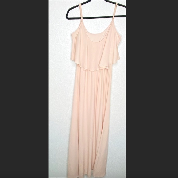 SHOW ME YOUR MUMU Caitlin Ruffle Maxi Dusty Blush Crisp Pink Bridesmaid Dress Sm - Picture 6 of 11